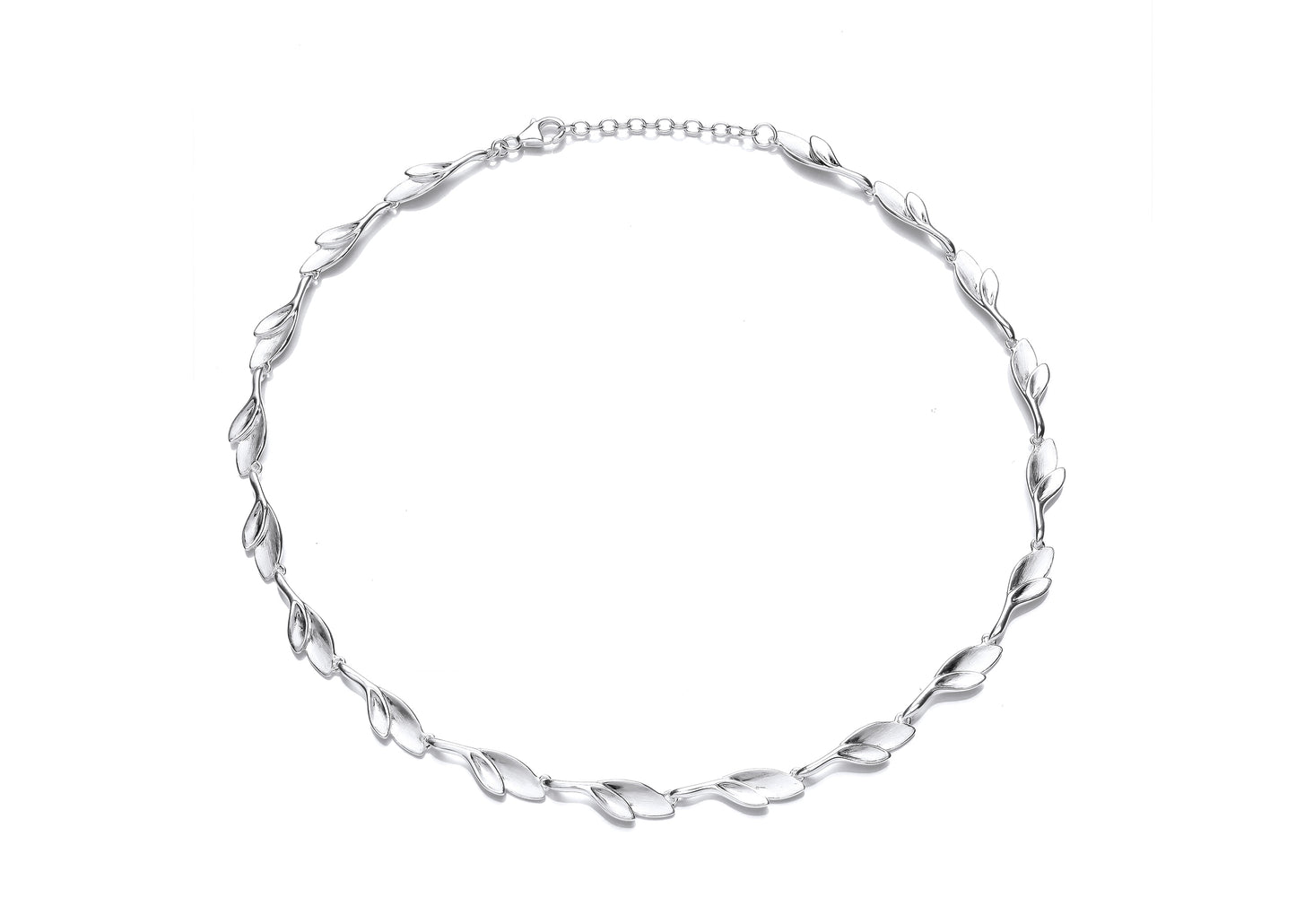 Silver Small Double Leaf Link Necklace Gardiner Brothers