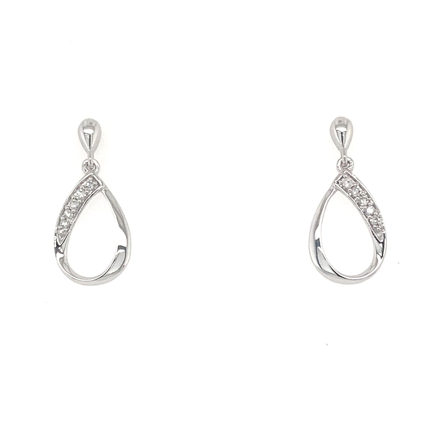 White Gold Open Teardrop Diamond Earrings Gardiner Brothers