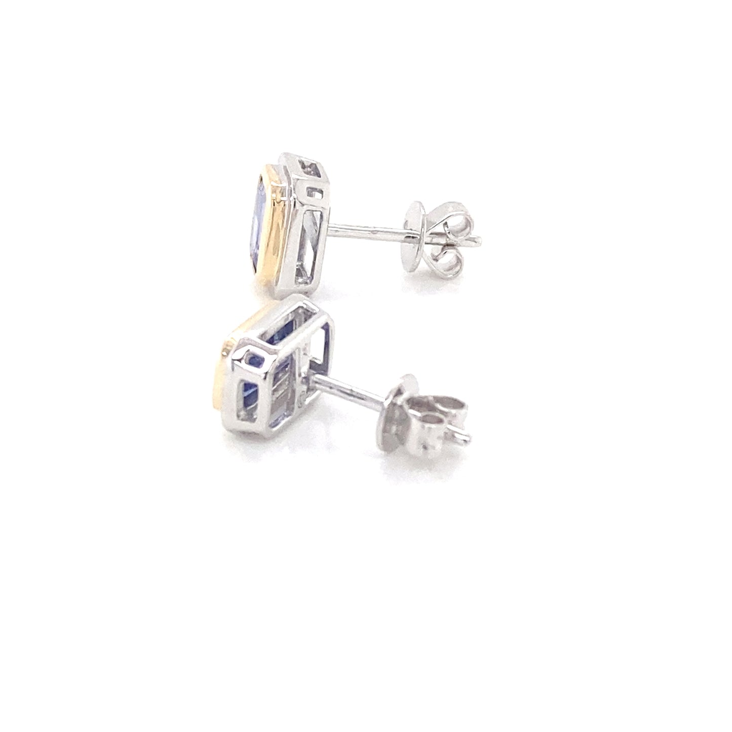 Yellow and White Gold Octagonal Tanzanite Earrings Gardiner Brothers