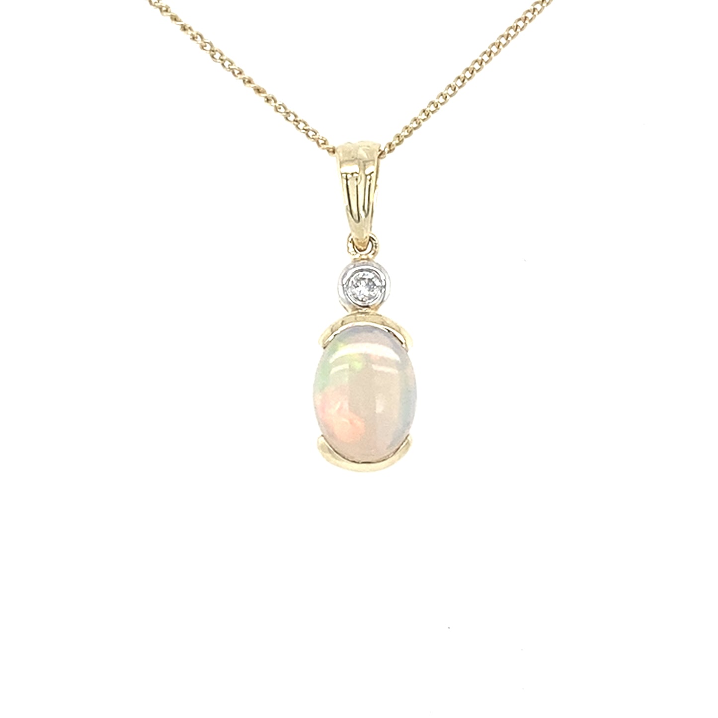 Yellow Gold Opal and Diamond Pendant Gardiner Brothers