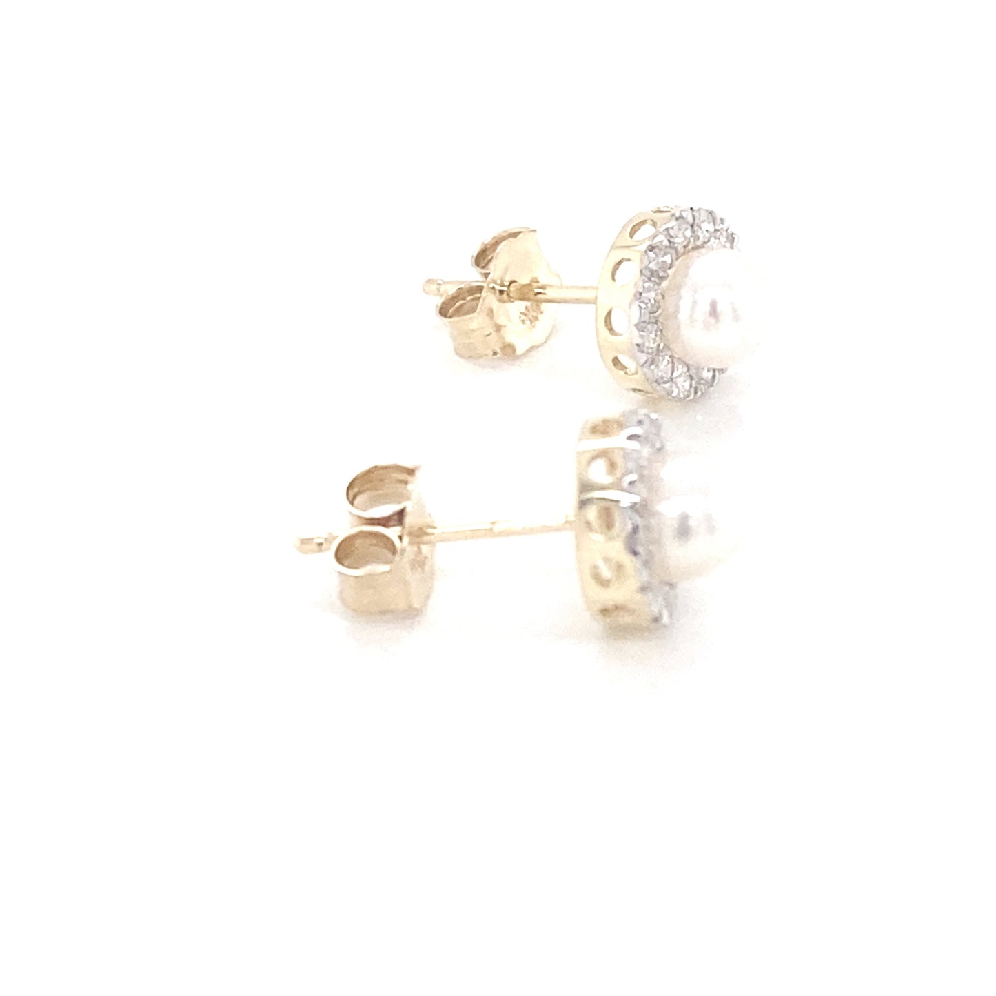 Yellow Gold Pearl and Diamond Halo Earrings Gardiner Brothers