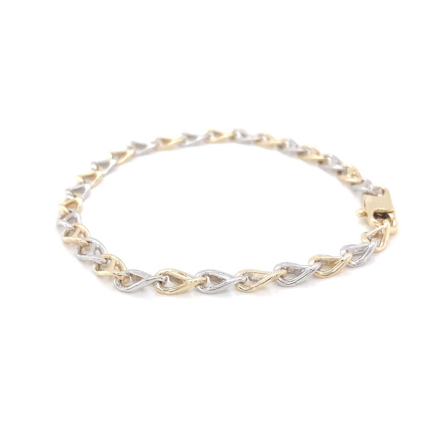 Yellow and White Gold Flat Infinity Link Bracelet Gardiner Brothers