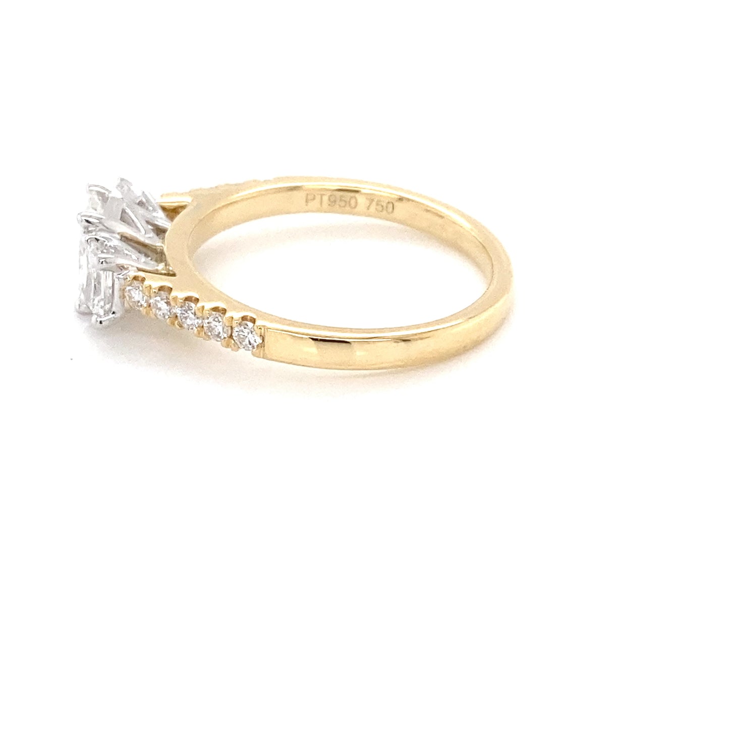 Radiant Cut Diamond 3 Stone Ring with diamond set shoudlers - 1.10cts Gardiner Brothers