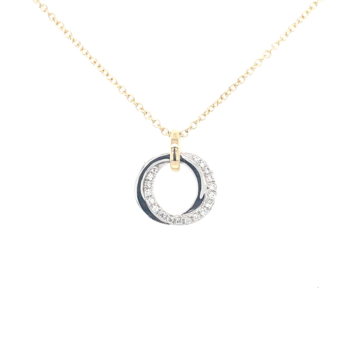 Yellow and White Gold Diamond Double Circle Pendant Gardiner Brothers