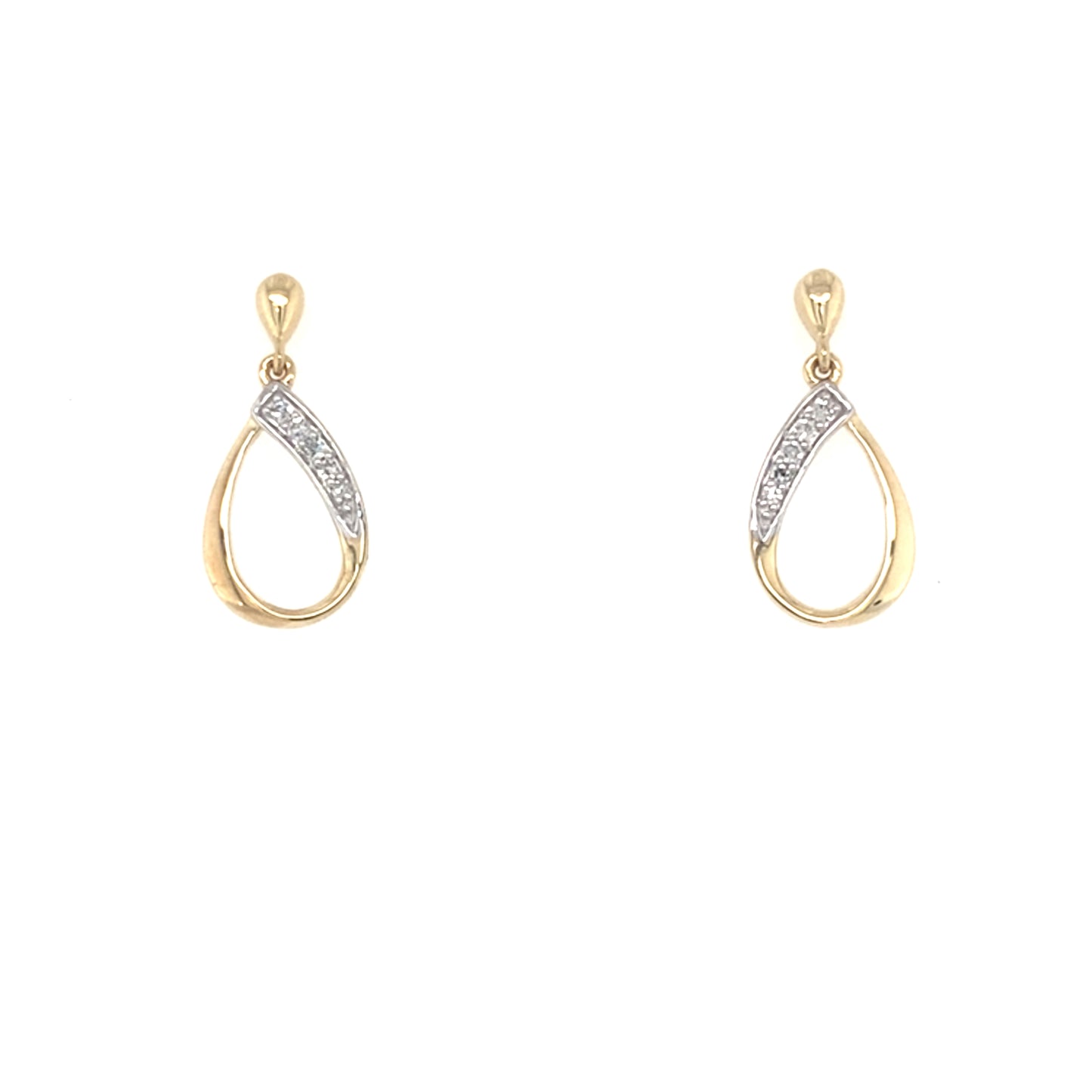 Yellow and White Gold Diamond Tear Drop Style Earrings Gardiner Brothers