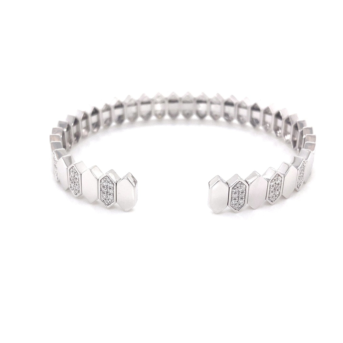 White Gold Diamond Set Flex Bangle Gardiner Brothers
