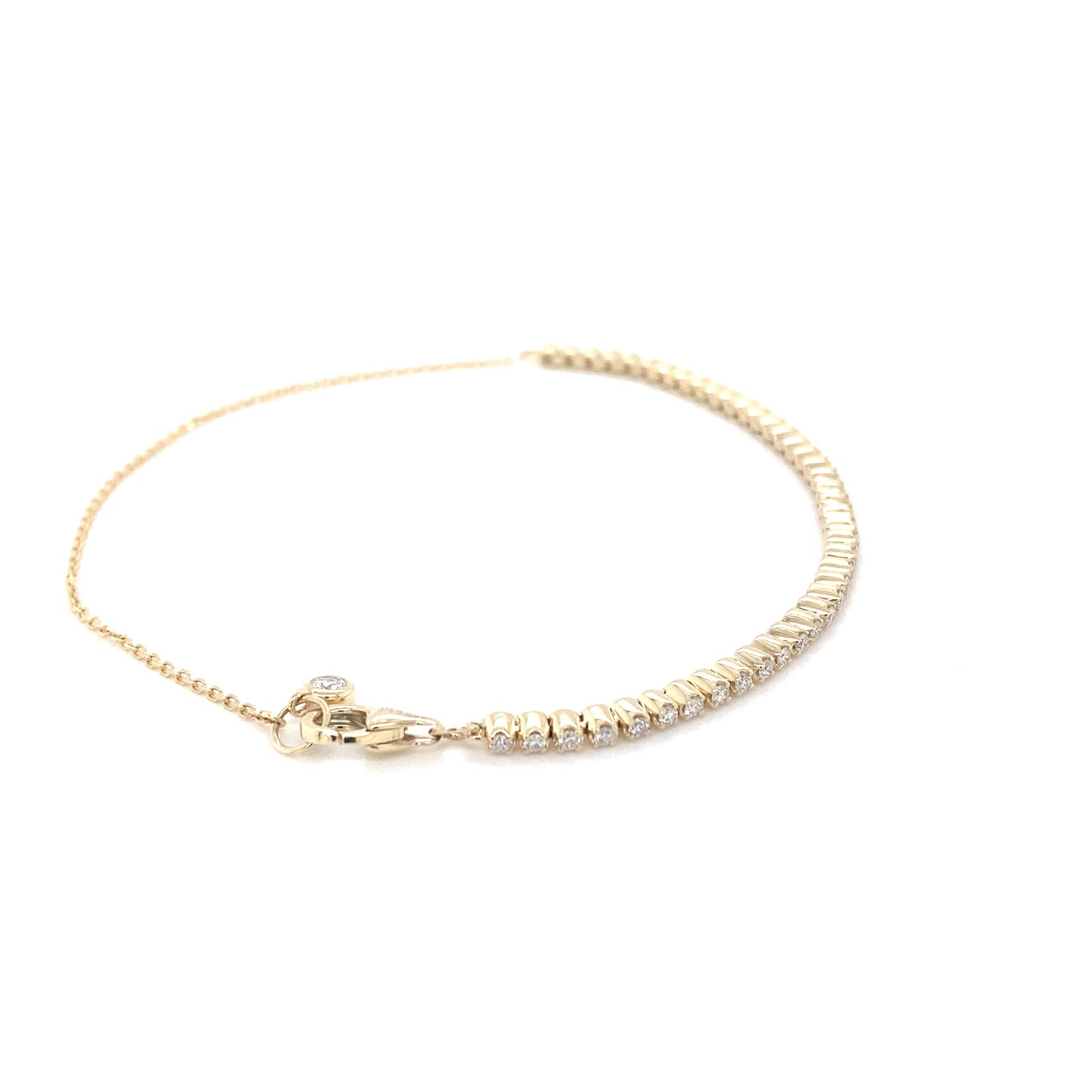 Yellow Gold, Half Set Diamond Tennis Bracelet Gardiner Brothers