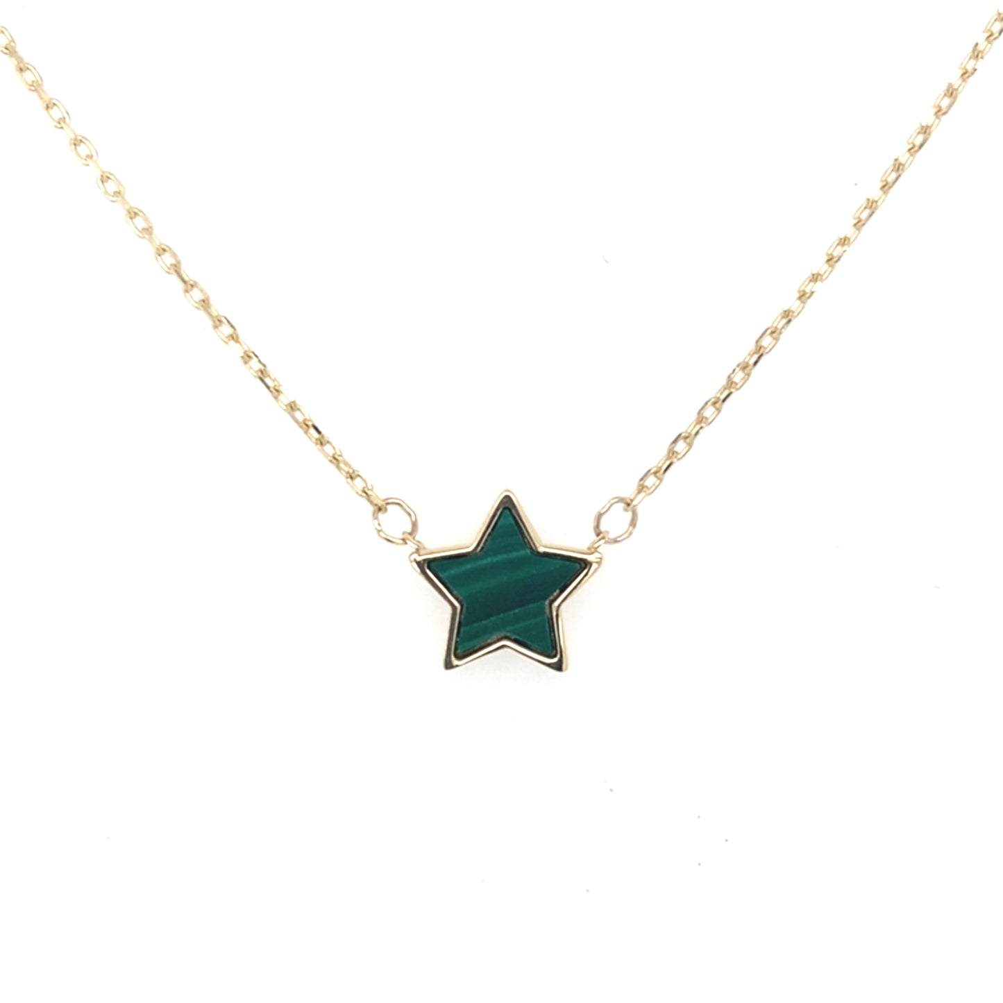 Yellow Gold Malachite Star Necklet Gardiner Brothers