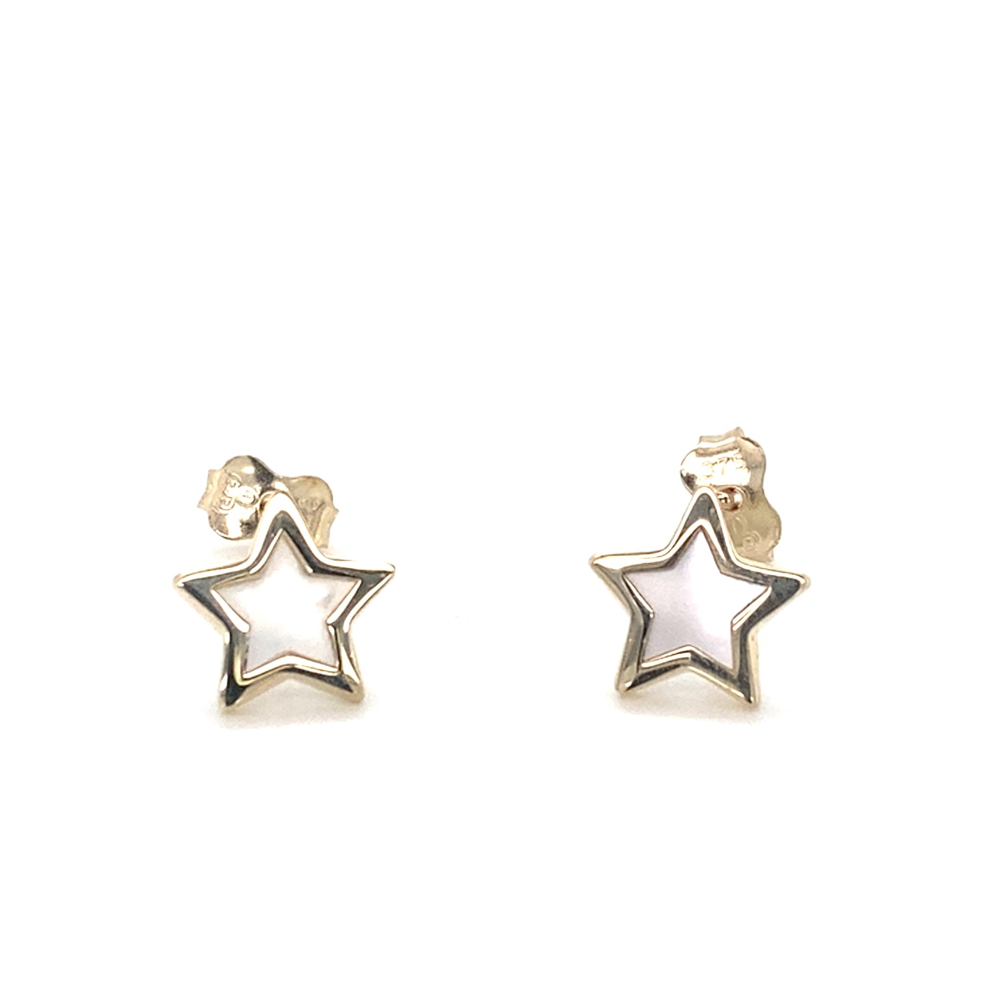 Yellow Gold Mother of Pearl Star Earrings Gardiner Brothers