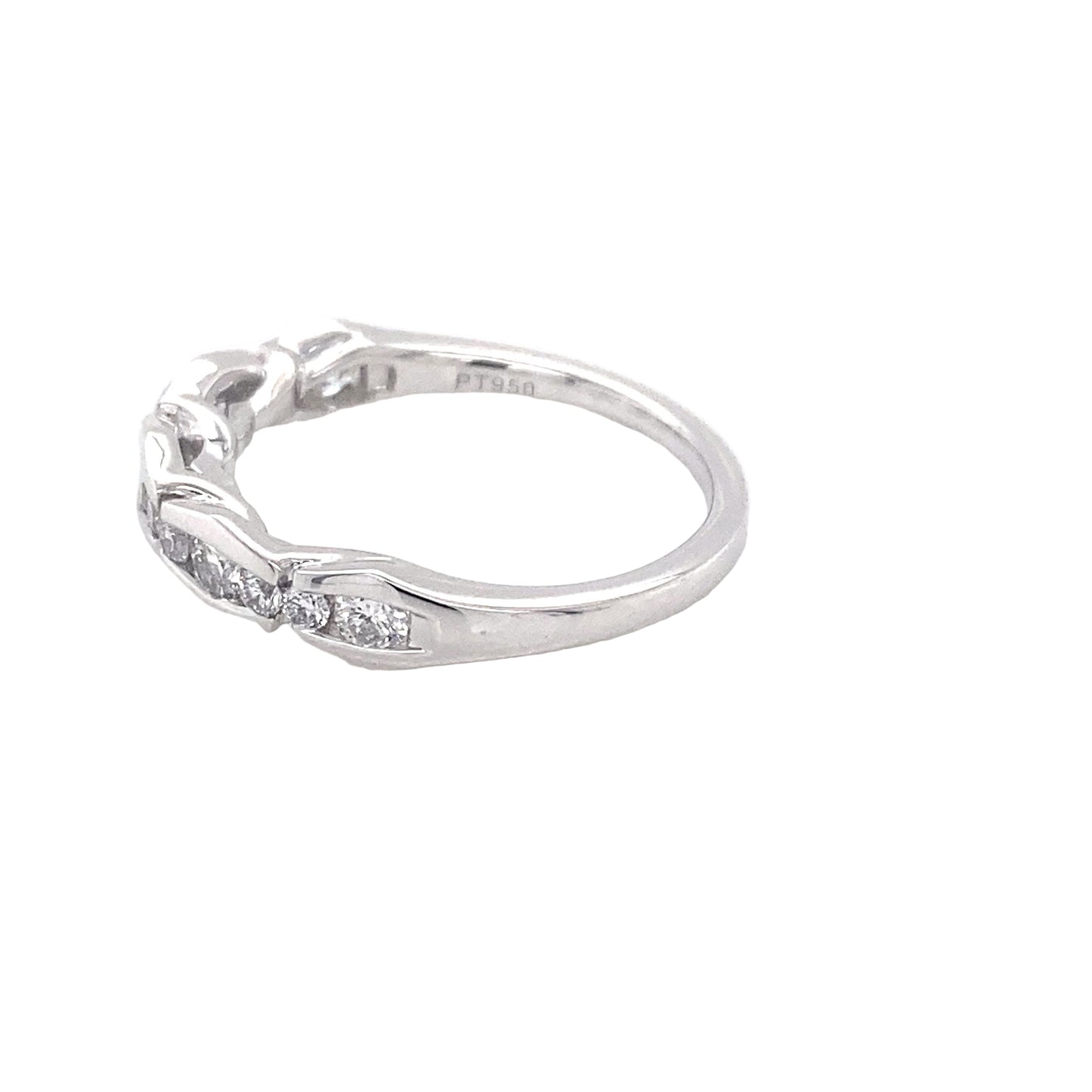 Platinum round brilliant cut diamond alternating size eternity ring Gardiner Brothers