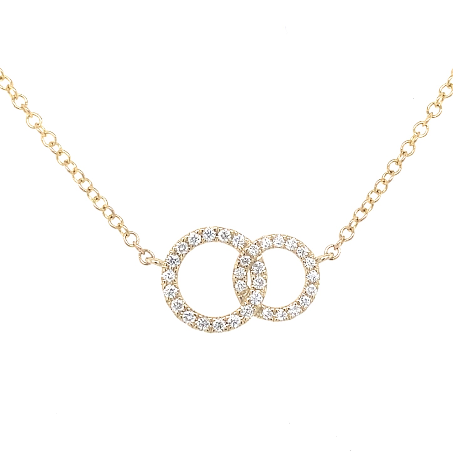 Yellow gold interlocking diamond set circle pendant Gardiner Brothers