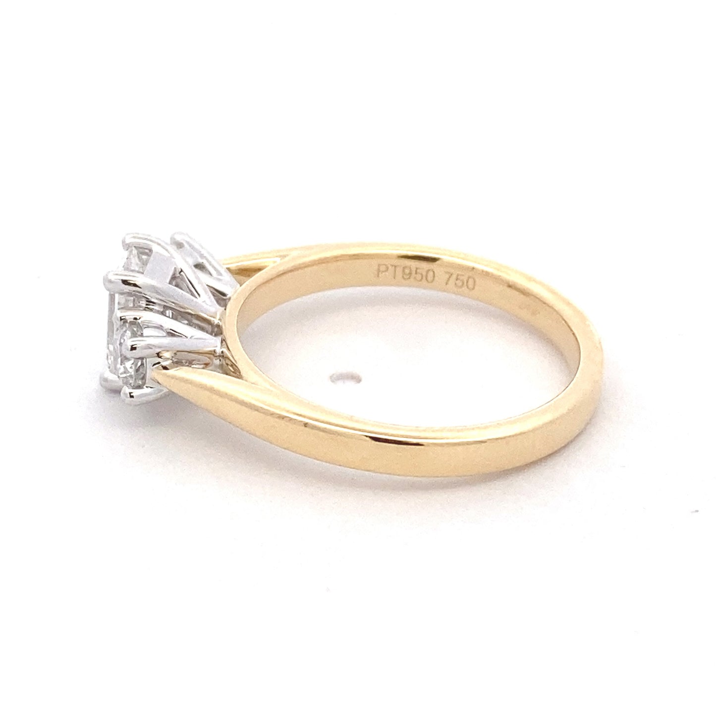 Emerald and round brilliant cut diamond 3 stone ring - 1.03cts Gardiner Brothers