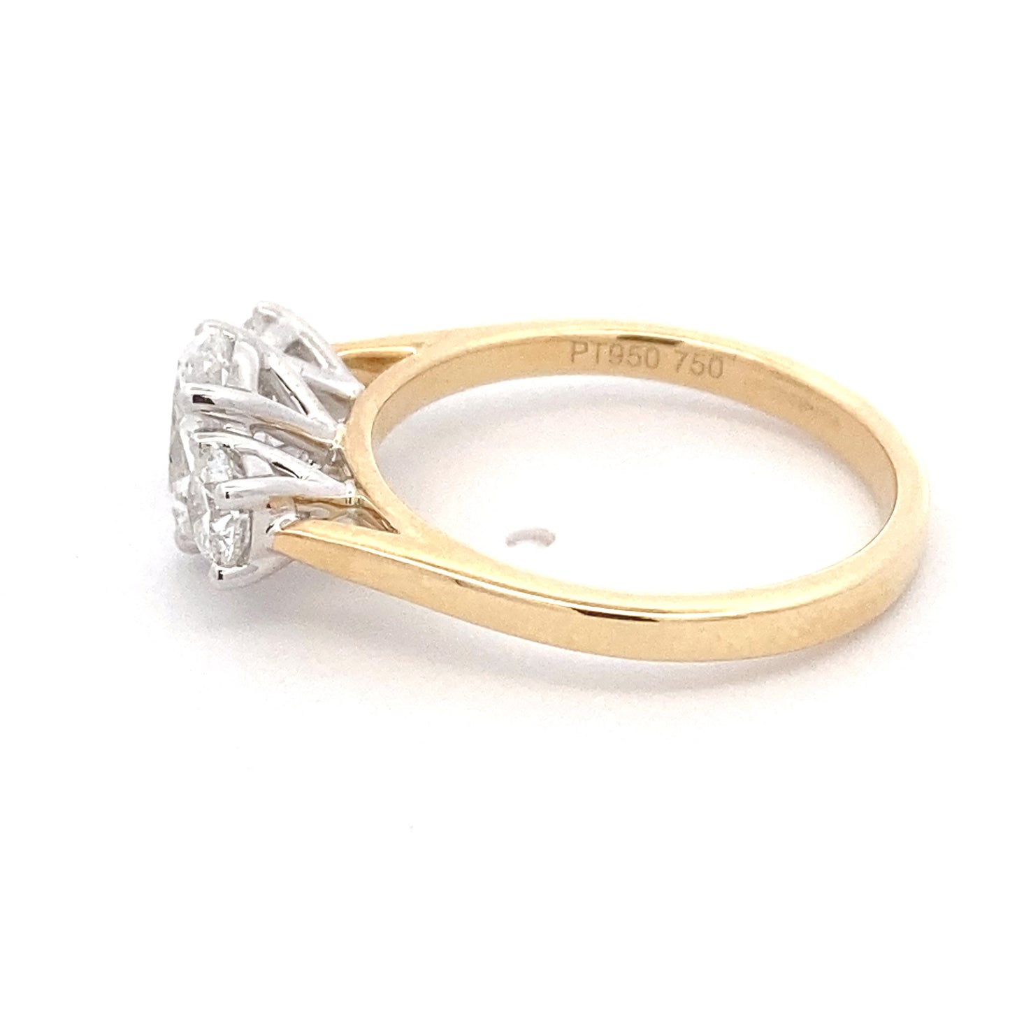 Oval and round brilliant cut diamond 3 stone ring - 1.40cts Gardiner Brothers