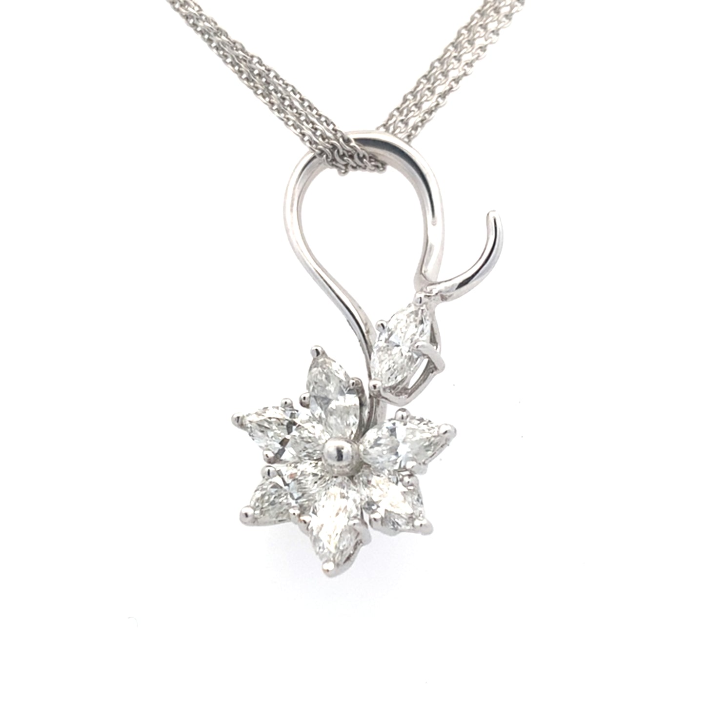 Marquise Shaped Diamond Abstract Flower Style Pendant - 1.46cts Gardiner Brothers