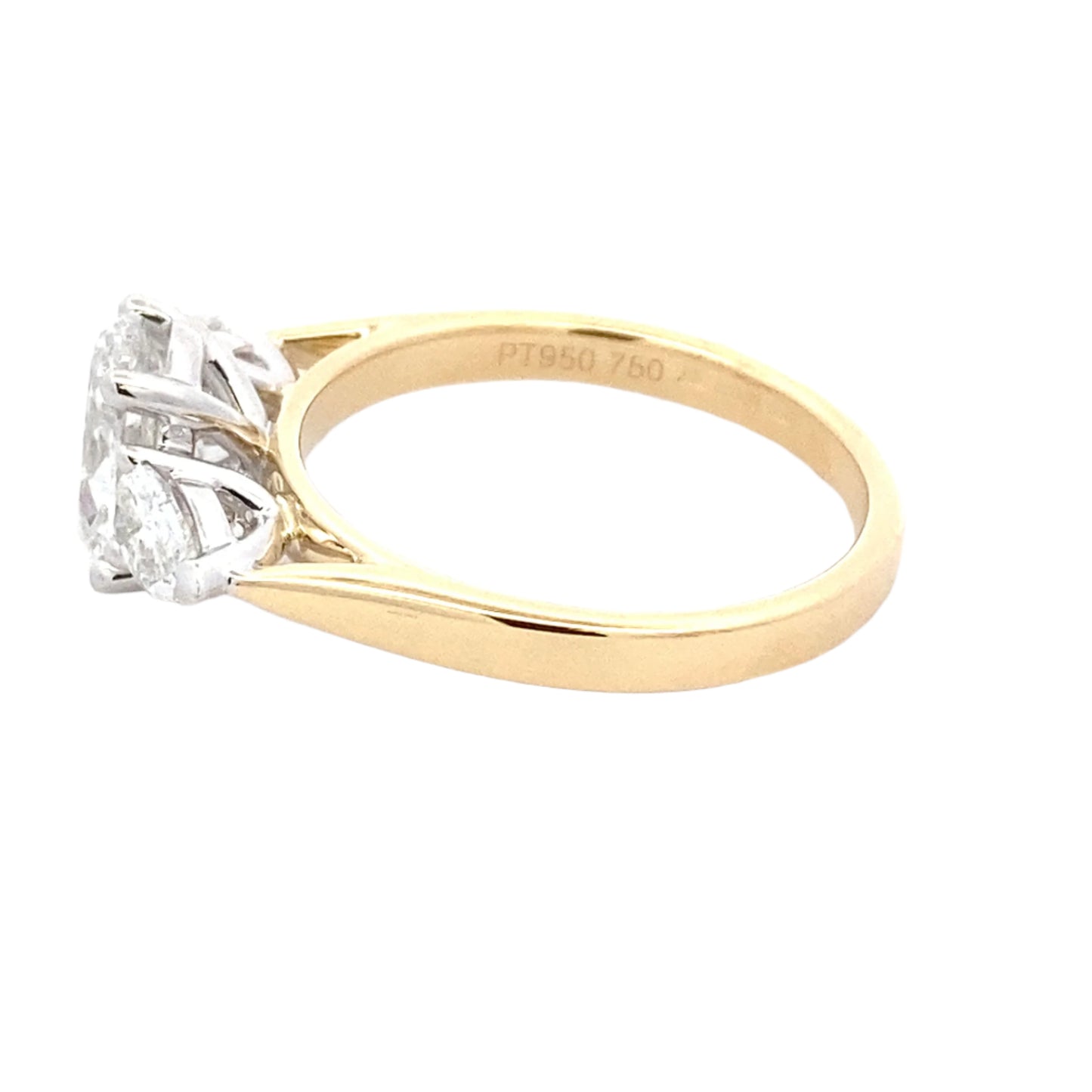 Oval and pear shaped diamond 3 stone ring - 1.70cts Gardiner Brothers