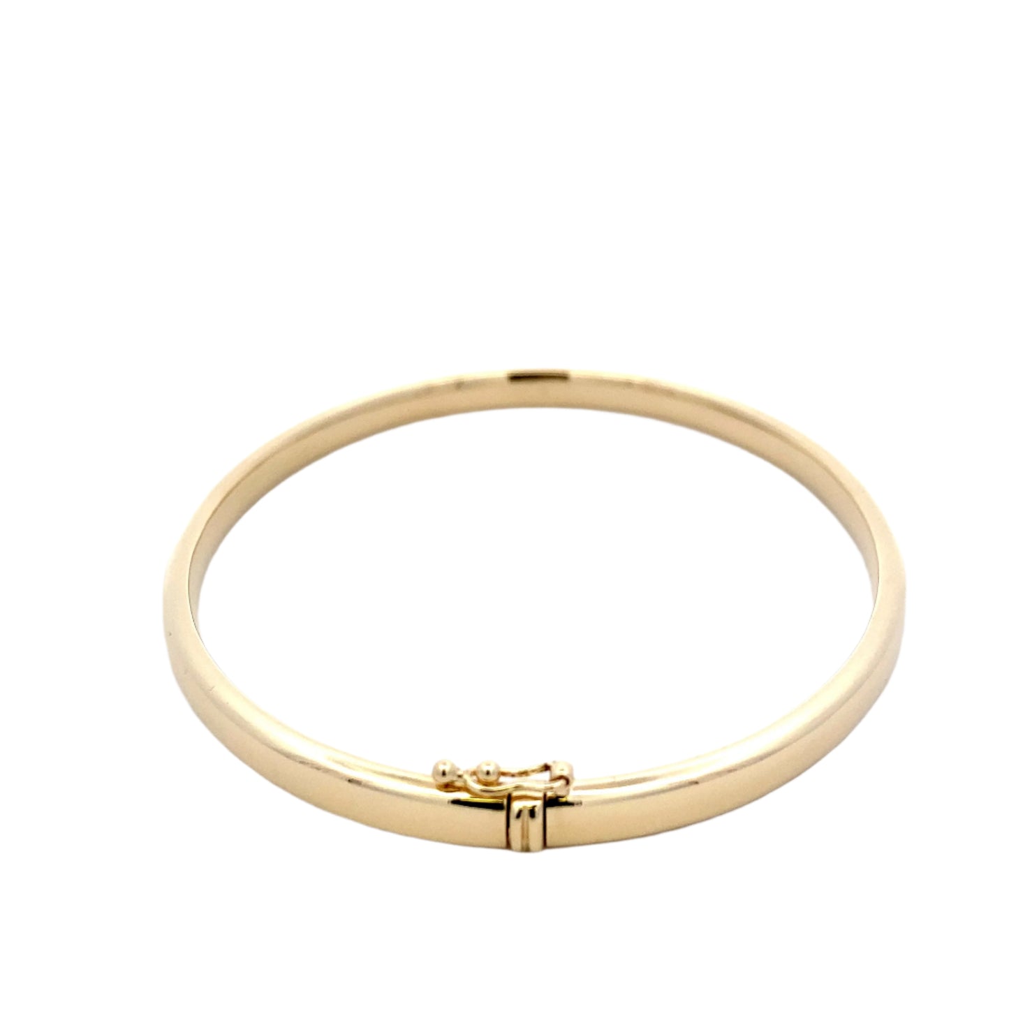 Yellow Gold 4mm solid bangle with a Court profile Gardiner Brothers