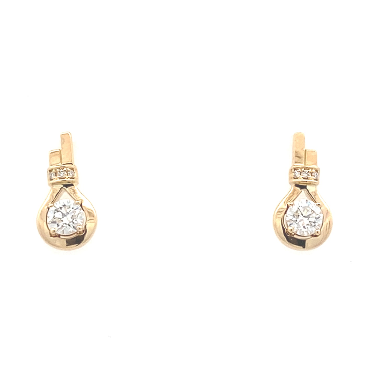 Round Brilliant cut diamond fancy drop style earrings Gardiner Brothers