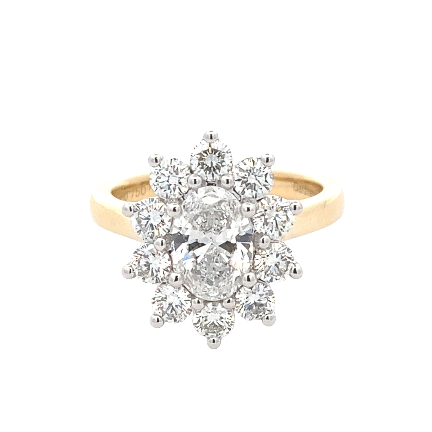 Oval and Round Brilliant Cut Diamond Cluster Style Ring Gardiner Brothers