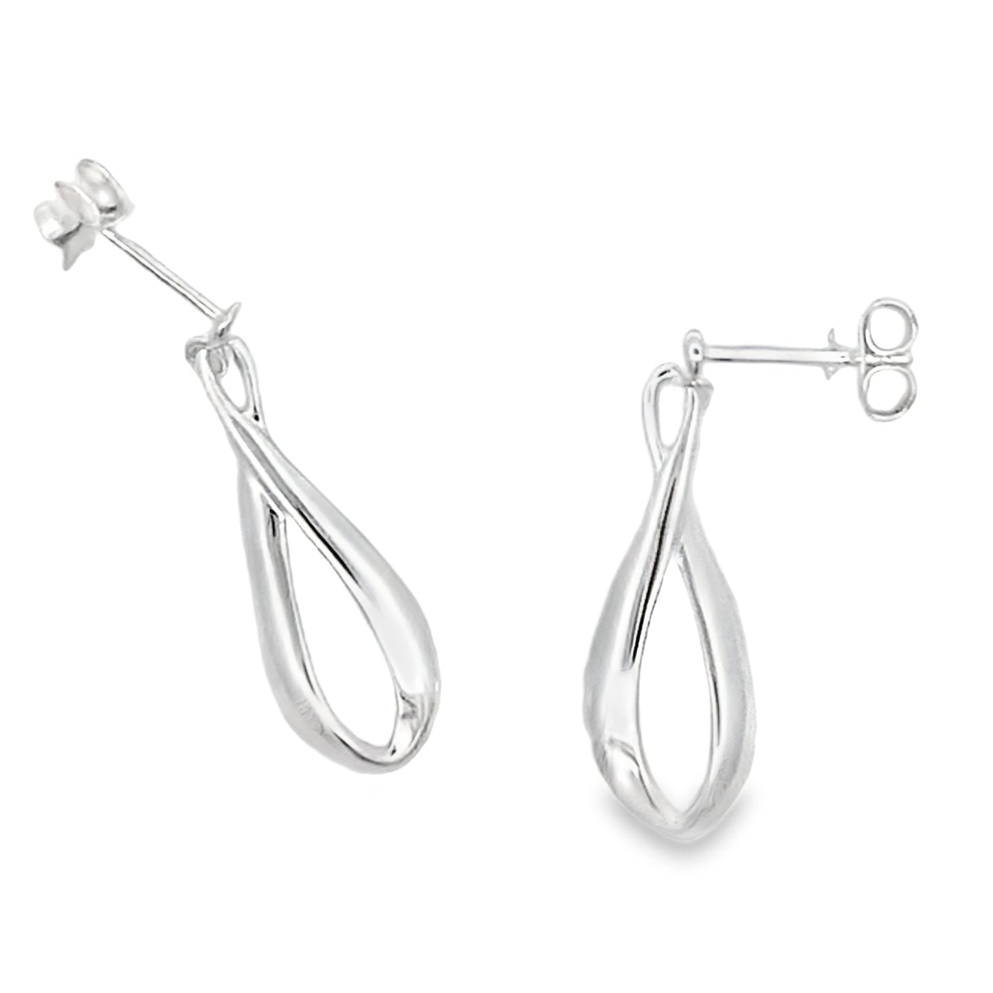 Silver 'Figure of 8' Drop Style Earrings Gardiner Brothers
