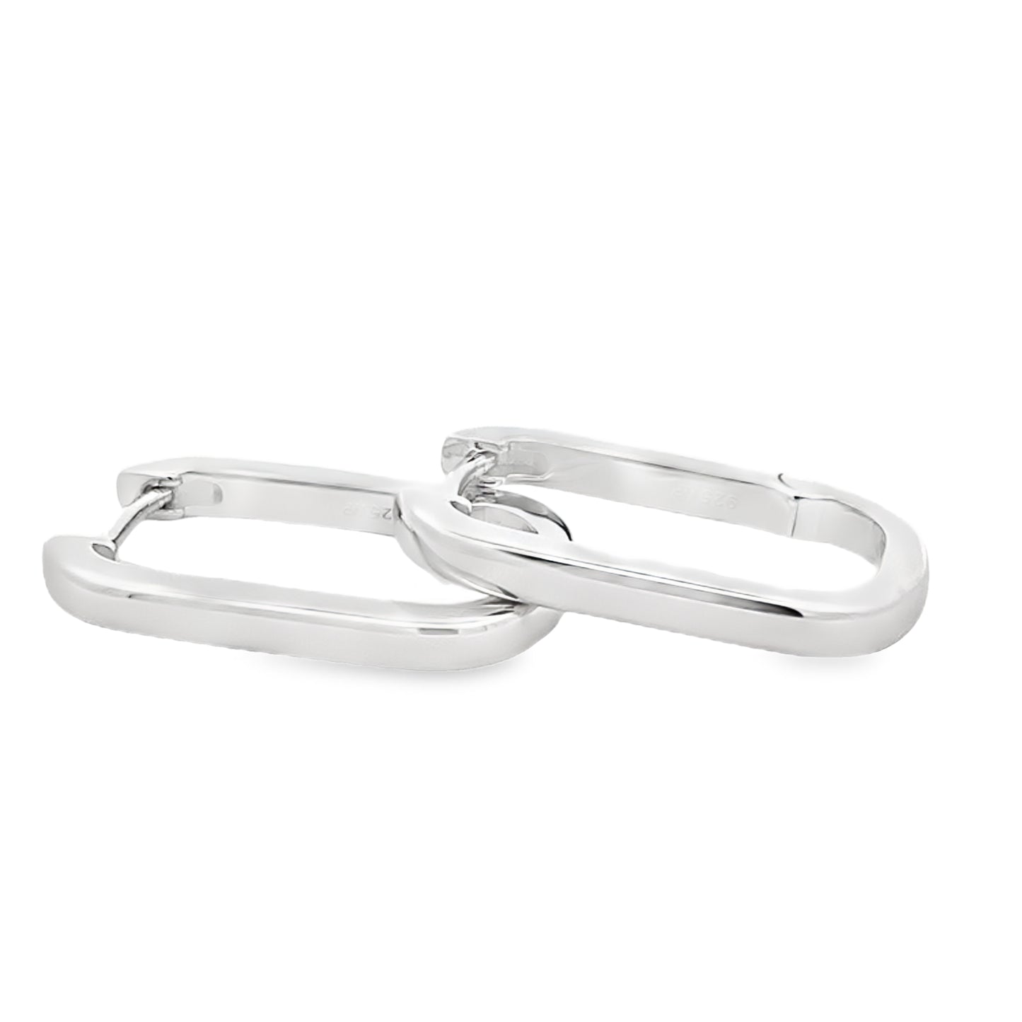 Silver Rectangular Hoop Earrings Gardiner Brothers