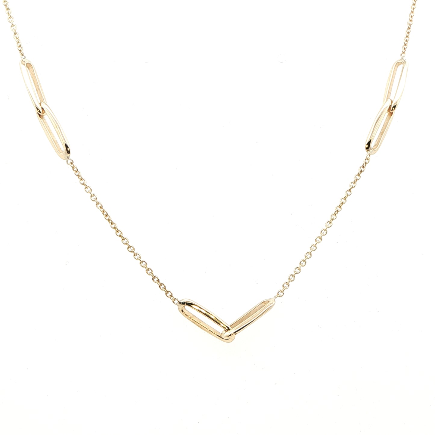 Yellow Gold Paper-Clip Station Style Necklet Gardiner Brothers