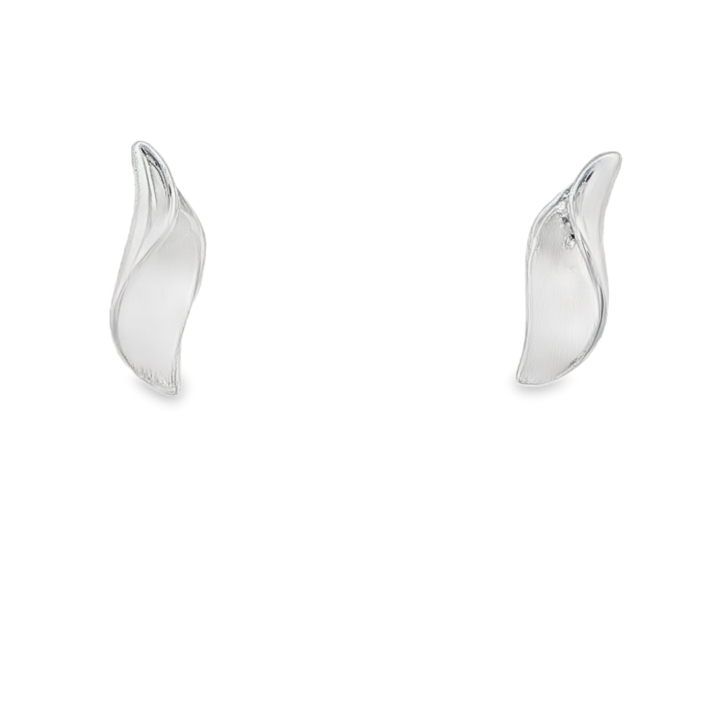 Silver Curled Leaf Shaped Stud Earrings Gardiner Brothers
