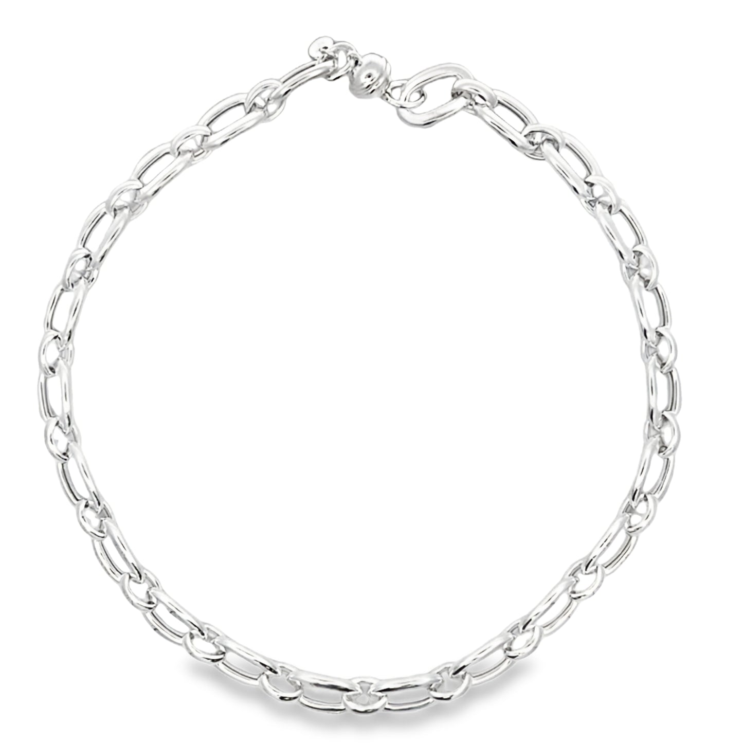 Silver Magnetic Clasp Open Oval Link Necklet Gardiner Brothers