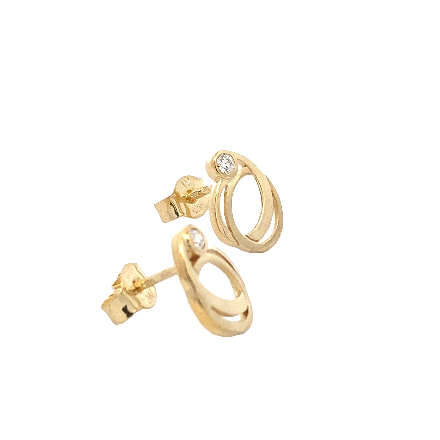 Yellow Gold Double Oval Shaped Diamond Earrings Gardiner Brothers