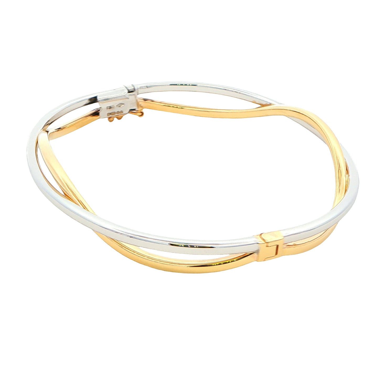 Yellow and White Gold Open Wavy Style Bangle Gardiner Brothers
