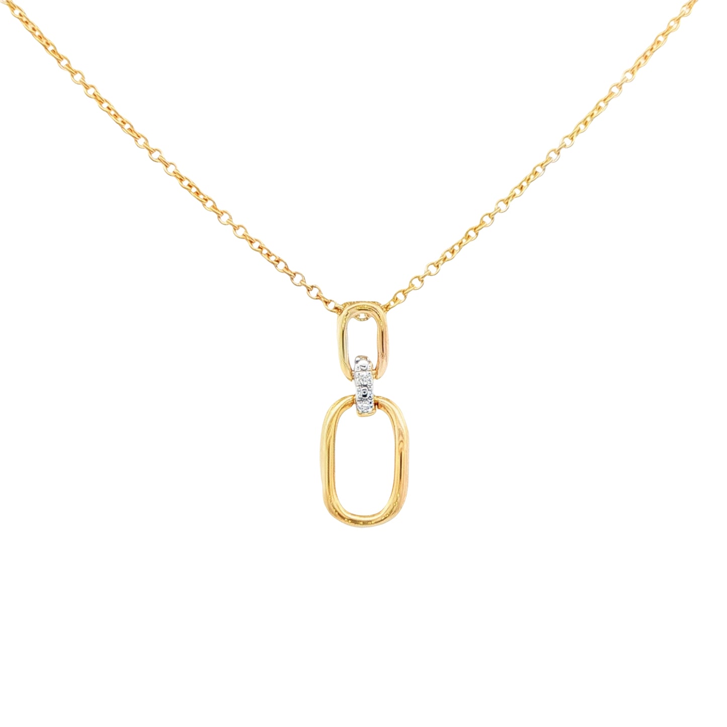 Yellow Gold Open Cushion and Diamond Drop Pendant Gardiner Brothers