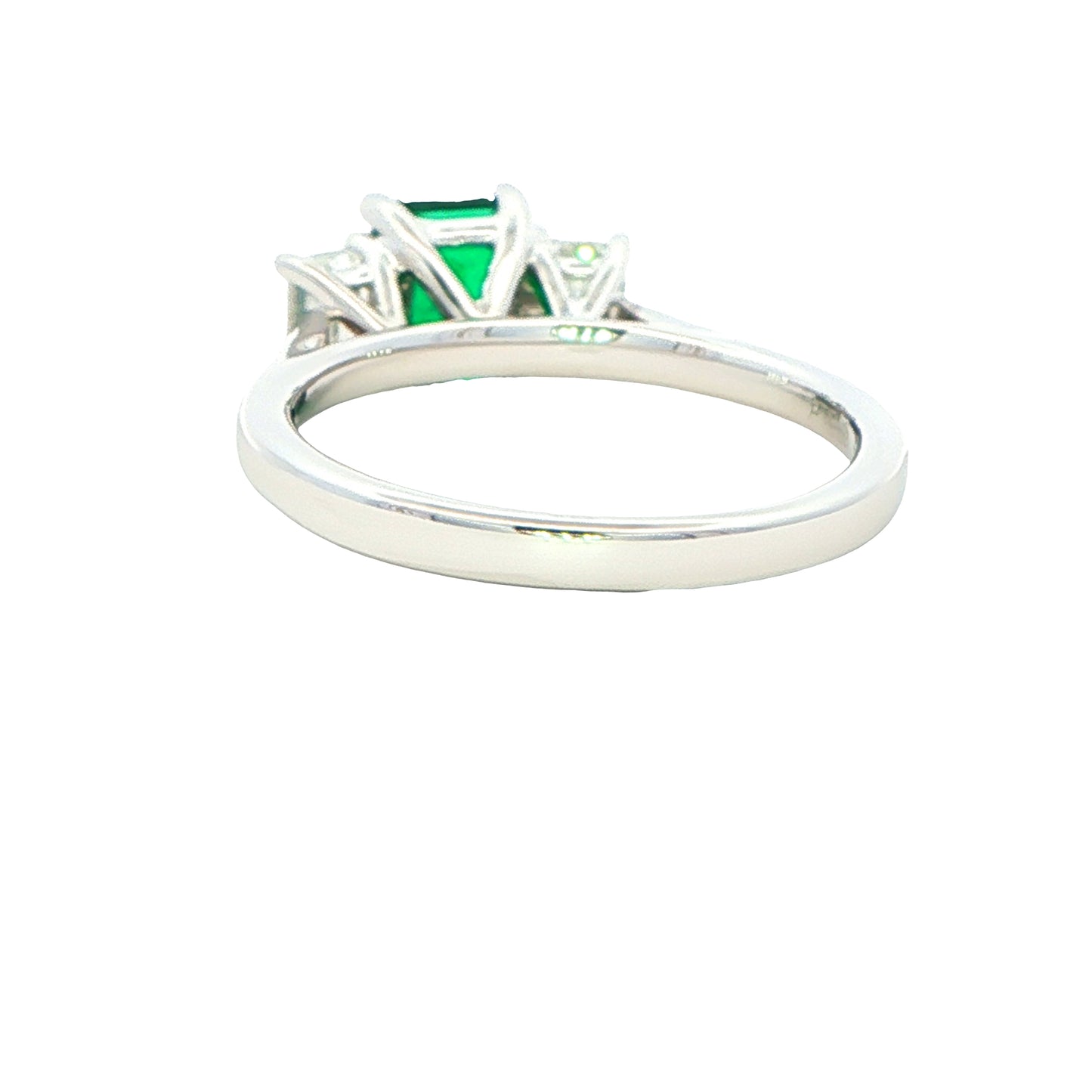 Octagonal Emerald and diamond 3 stone ring Gardiner Brothers