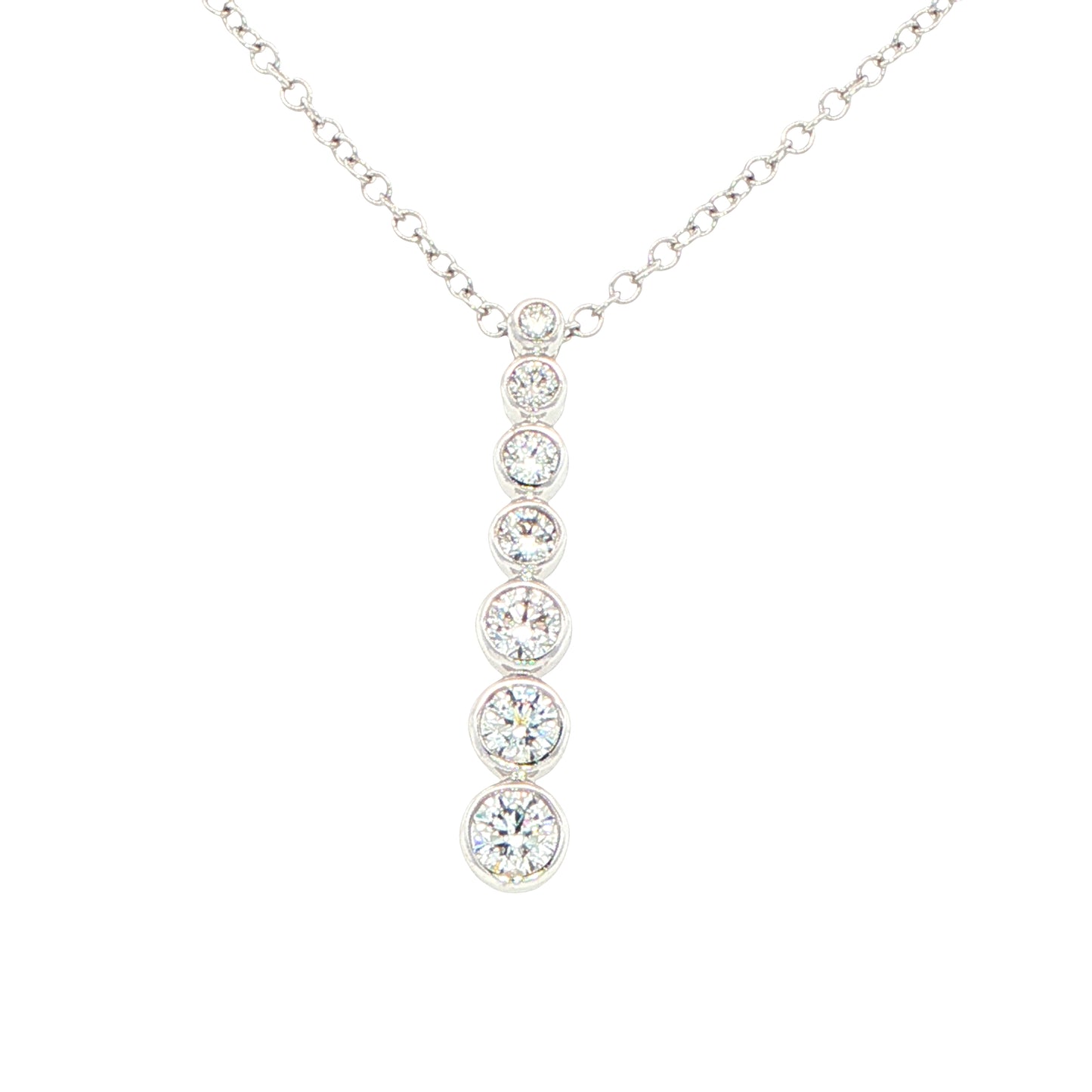Round brilliant cut diamond 7 stone drop pendant Gardiner Brothers