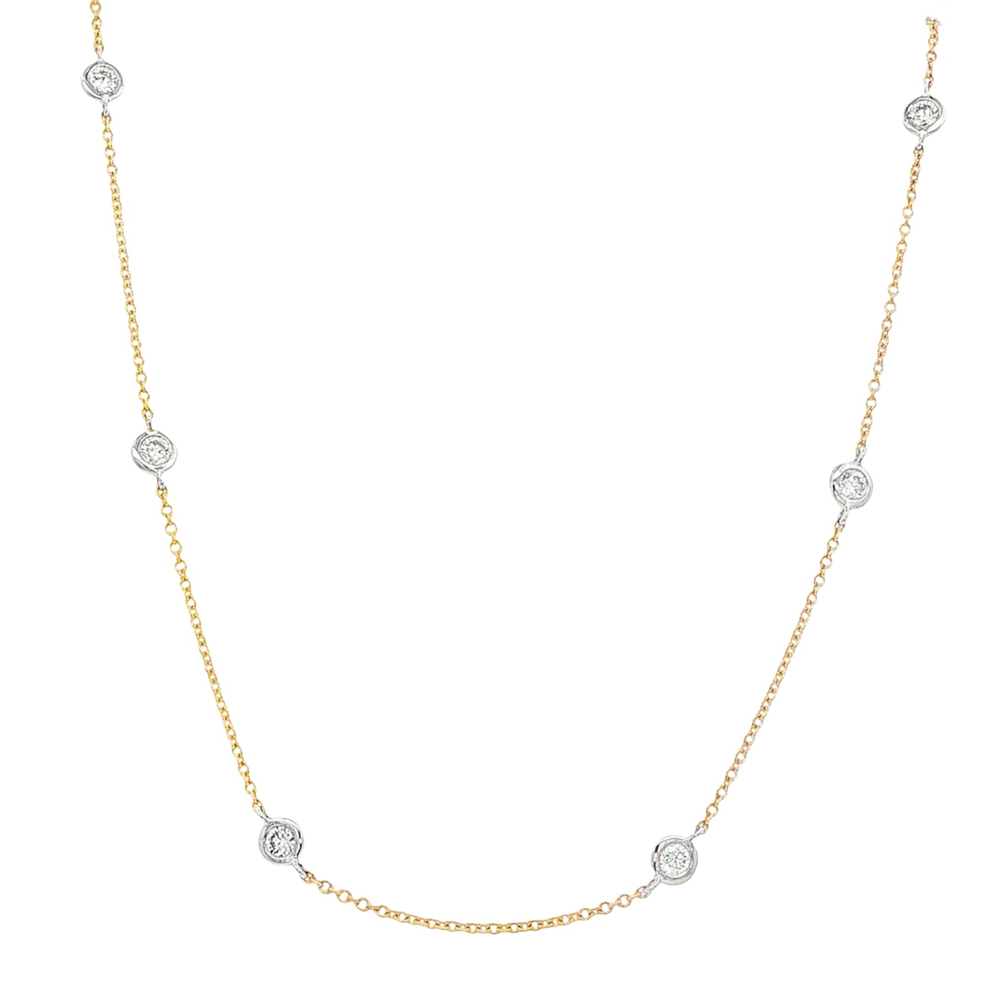 Yellow and white gold "yard of diamond" style necklet