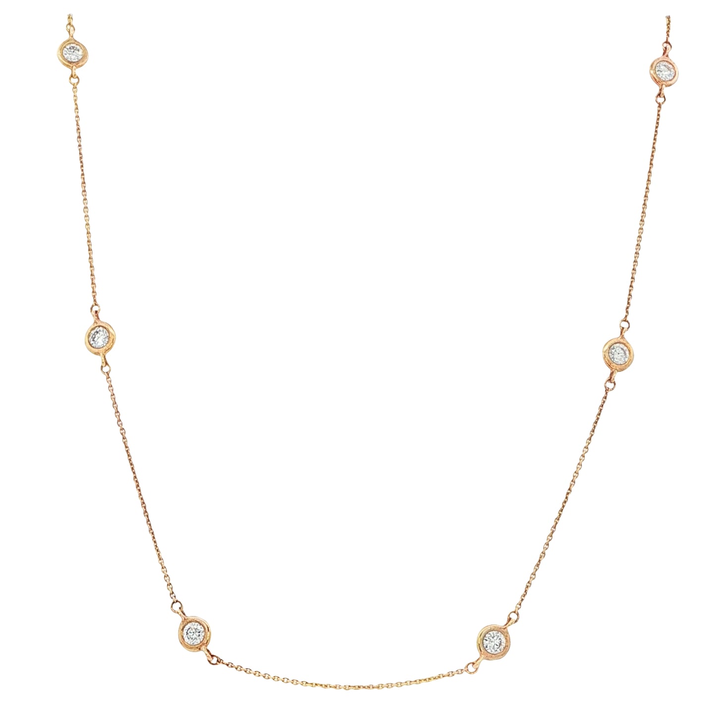 Yellow Gold "Yard Of Diamonds" Style Necklet - 1.00cts