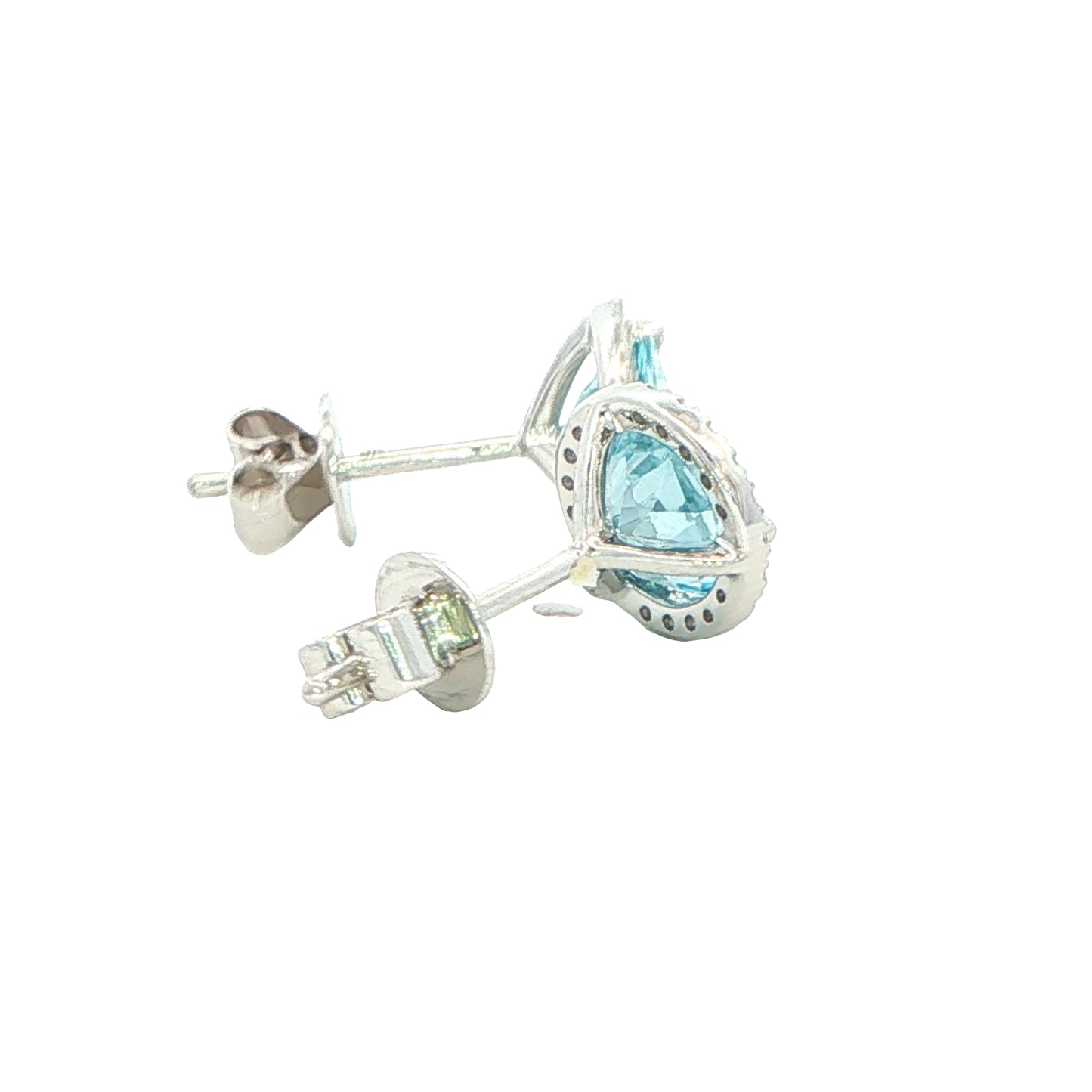 Aquamarine and Diamond Halo Style Earrings