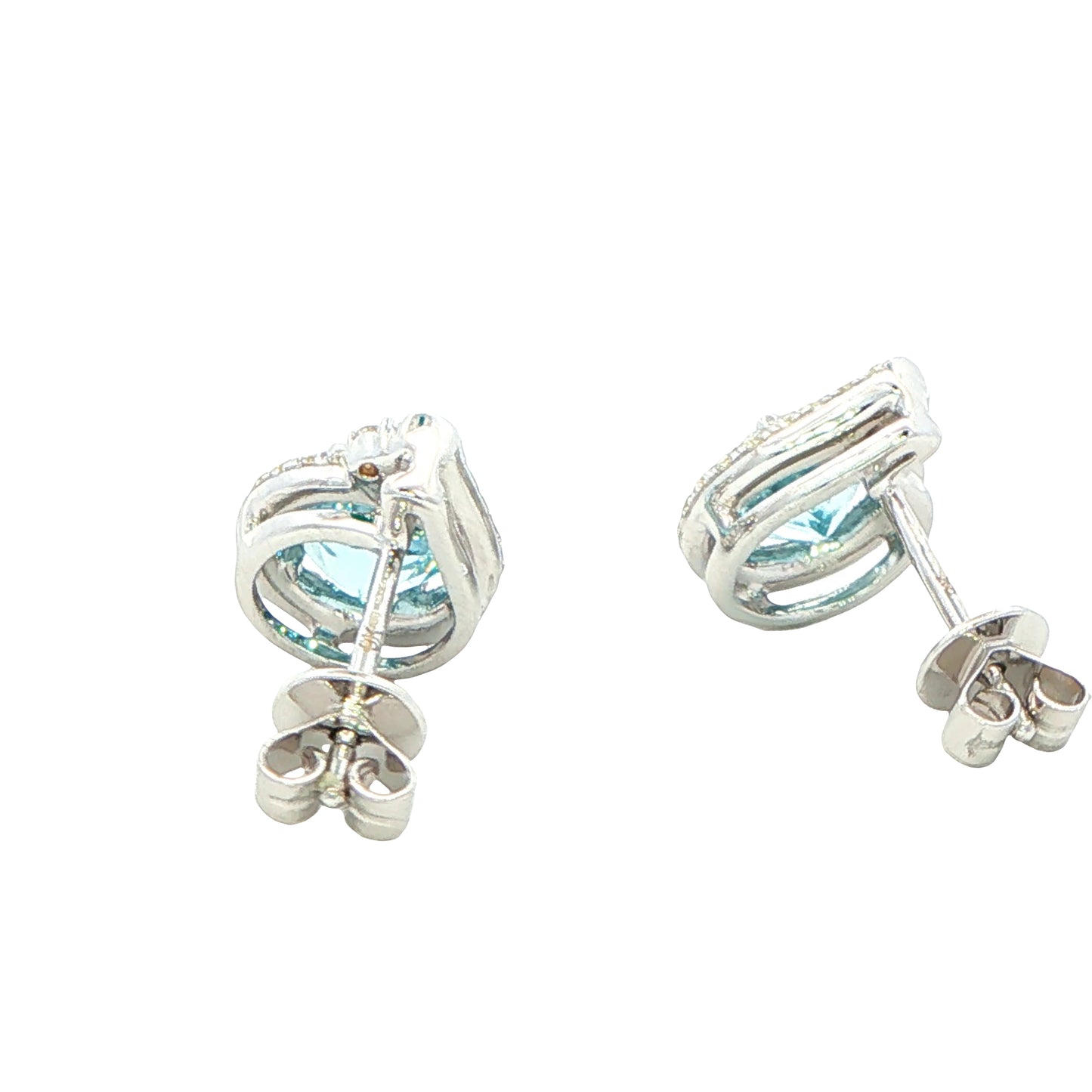 Aquamarine and diamond fancy halo style earrings