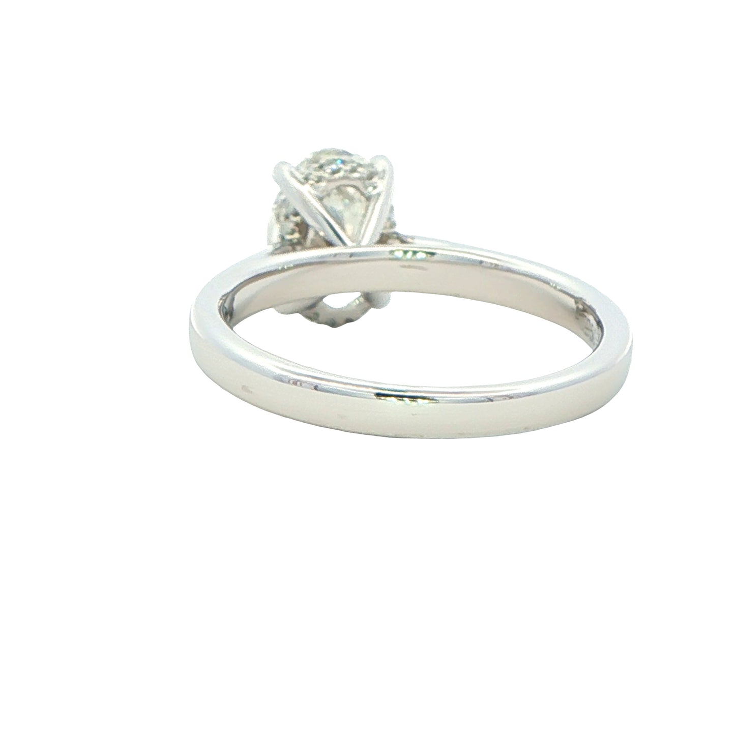 Lab Grown oval shaped diamond solitaire ring with a hidden halo - 1.58cts
