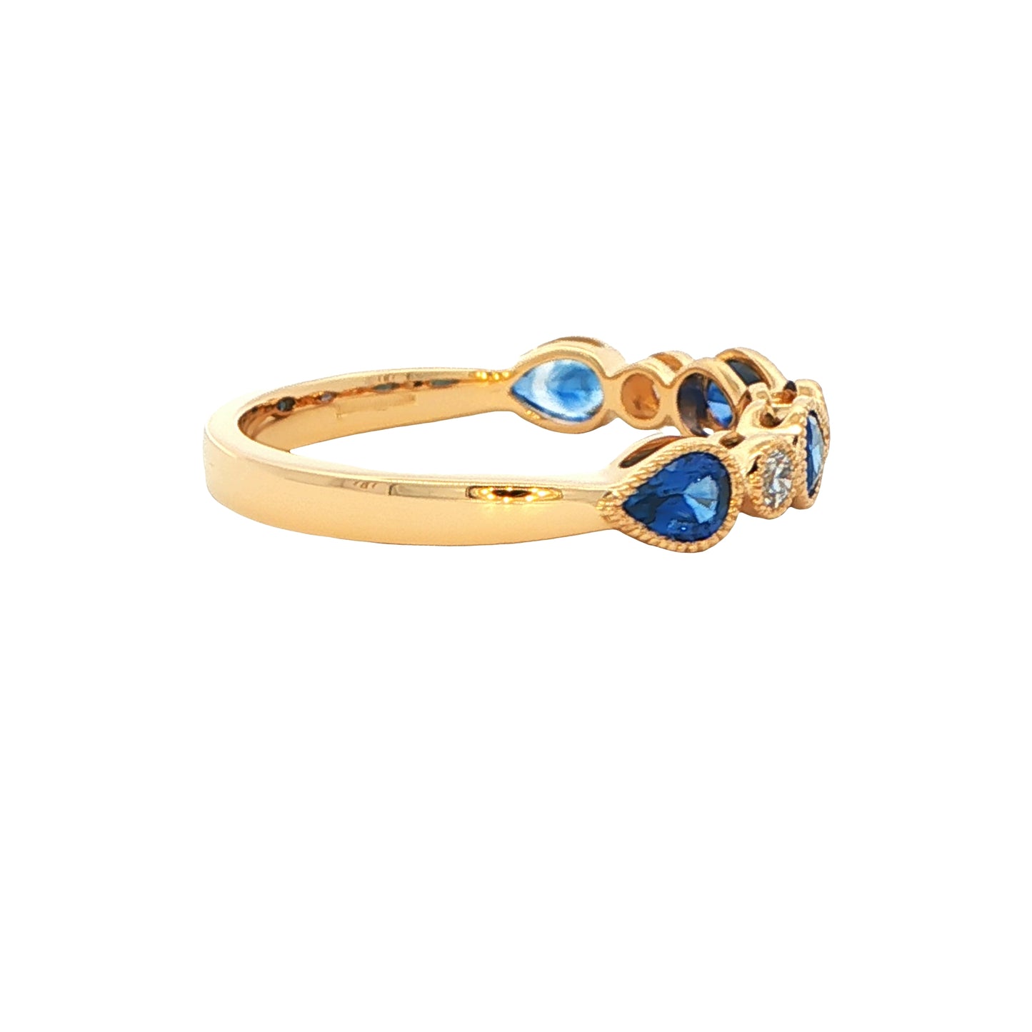 Pear shaped sapphire and round brilliant cut diamond ring Gardiner Brothers