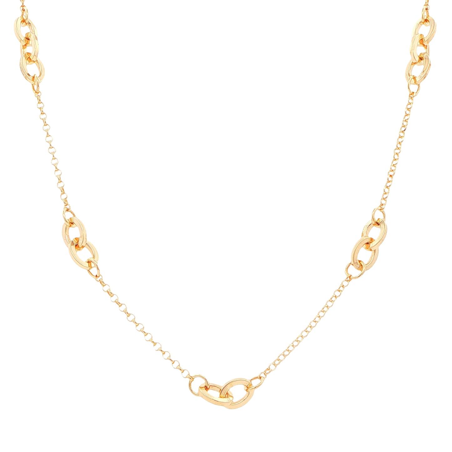 Yellow Gold Solid interlocked Circles Station Necklet Gardiner Brothers