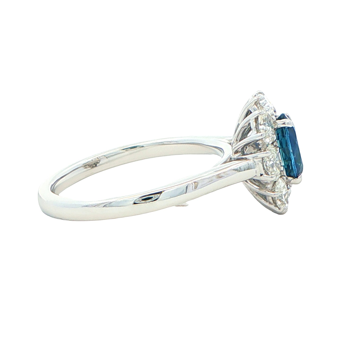 Oval Shaped Sapphire and Oval diamond cluster style ring Gardiner Brothers