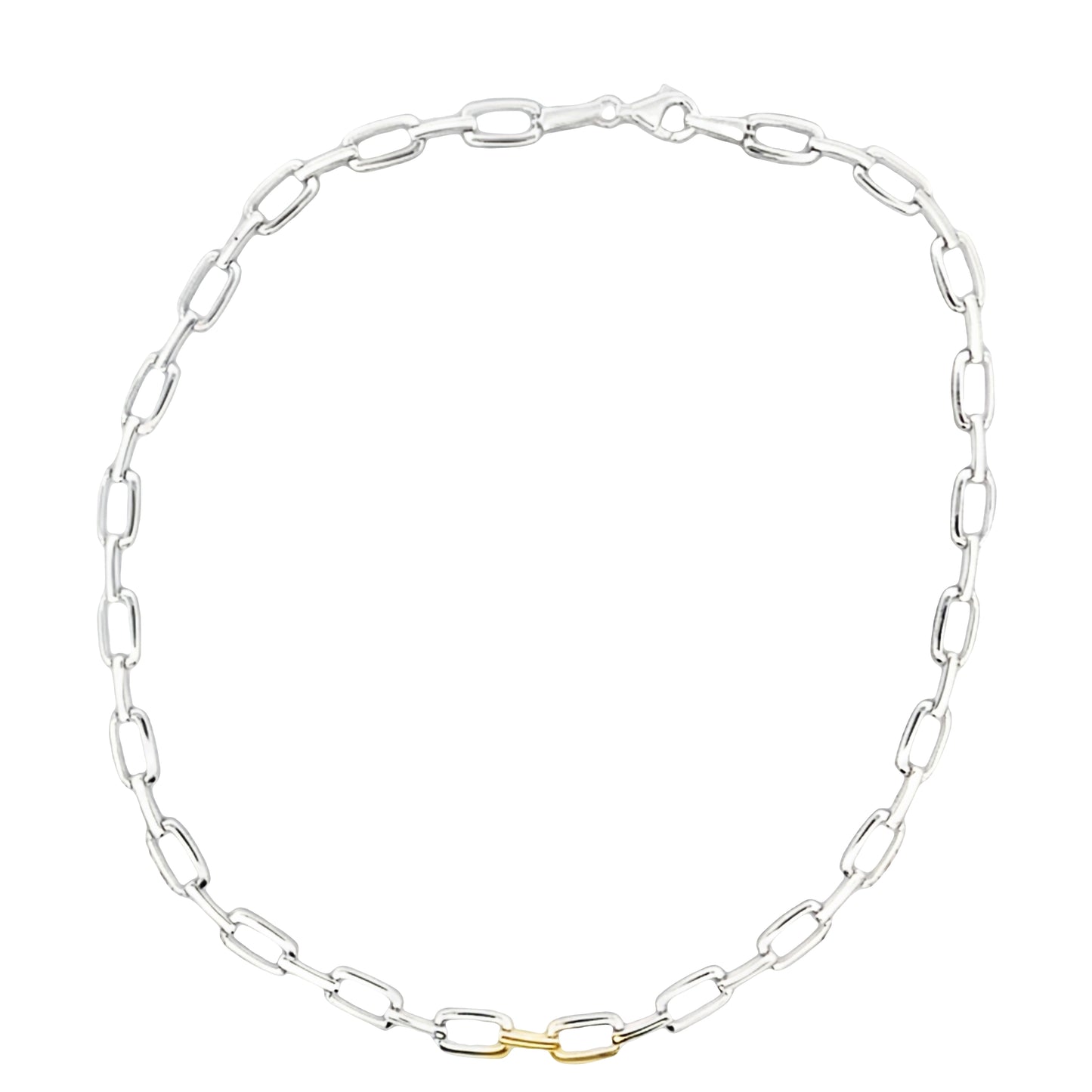 Silver Open Rectangle Bar Link Necklace Gardiner Brothers