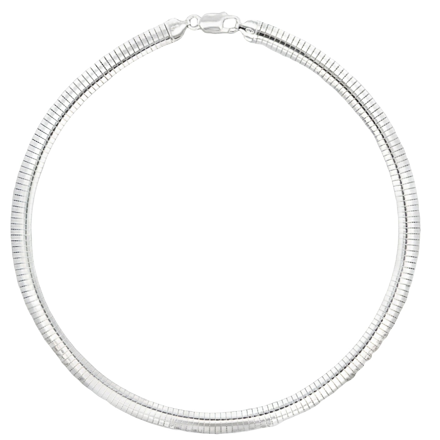 Silver 8mm Omega Link Collar Necklace Gardiner Brothers