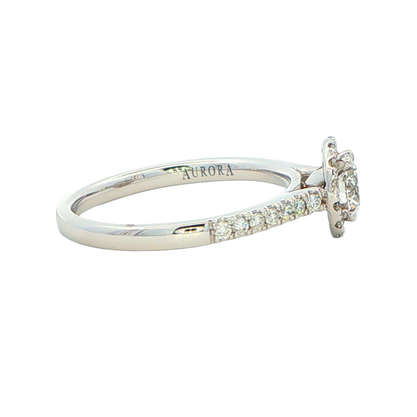 PLATINUM AURORA CUT DIAMOND HALO STYLE RING - 0.82CTS Gardiner Brothers