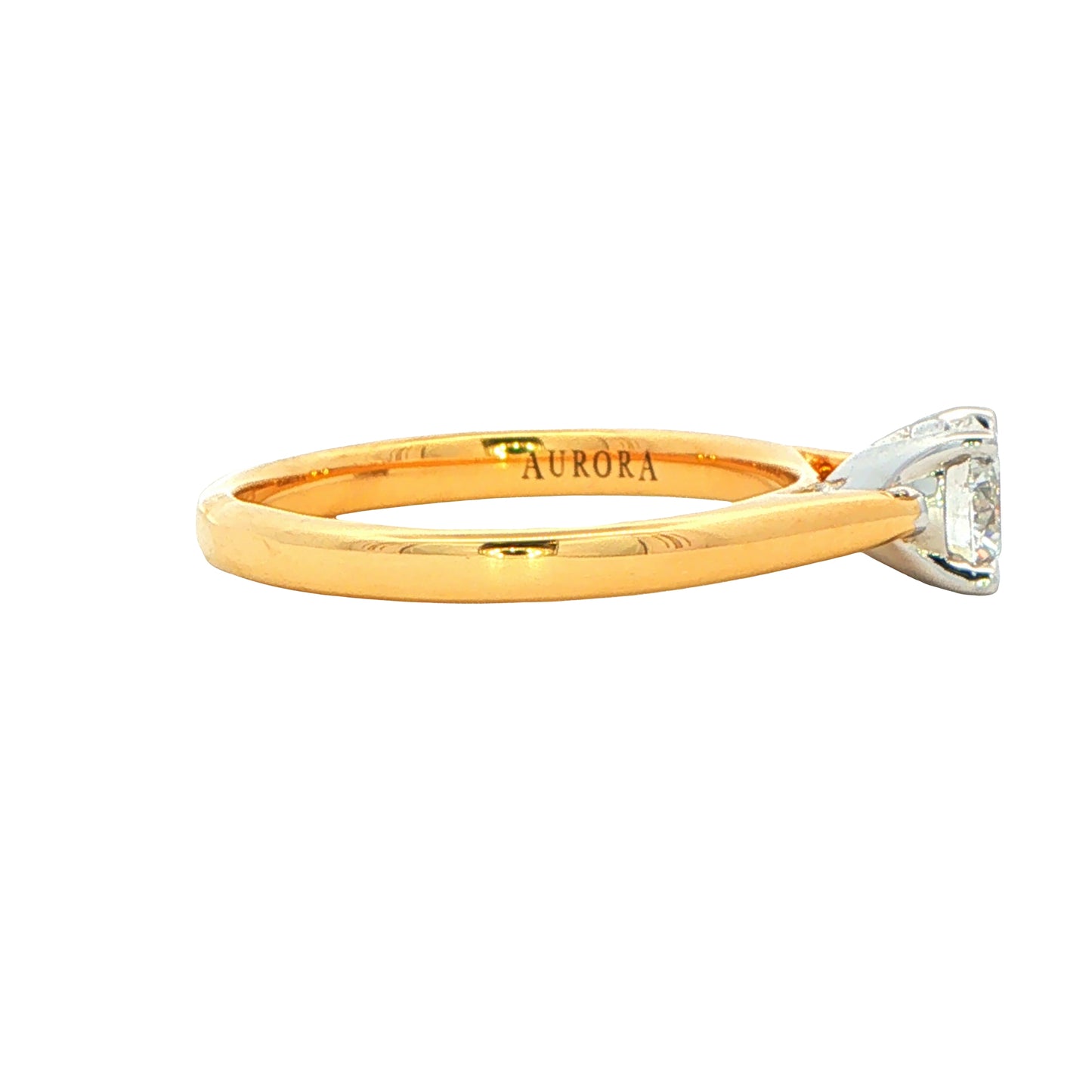 Yellow Gold Aurora Round Brilliant cut diamond solitaire ring - 0.53cts Gardiner Brothers