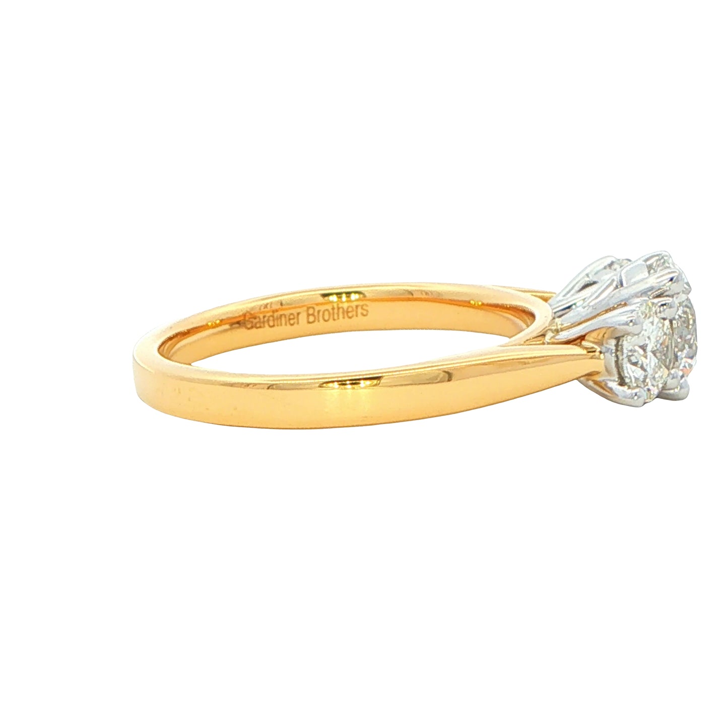 Yellow Gold Round Brilliant Cut Diamond 3 Stone Ring - 1.60cts