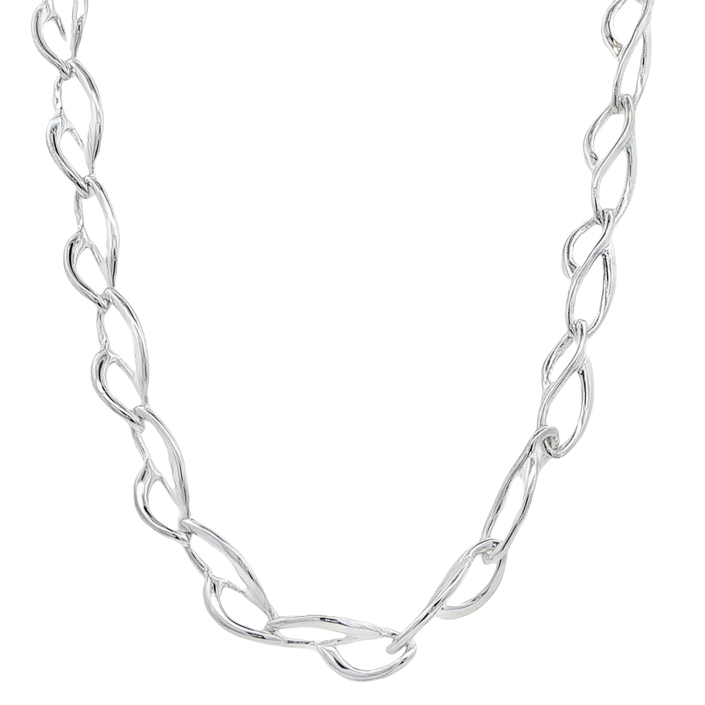 Silver Fancy Figure of 8 Link Necklace Gardiner Brothers