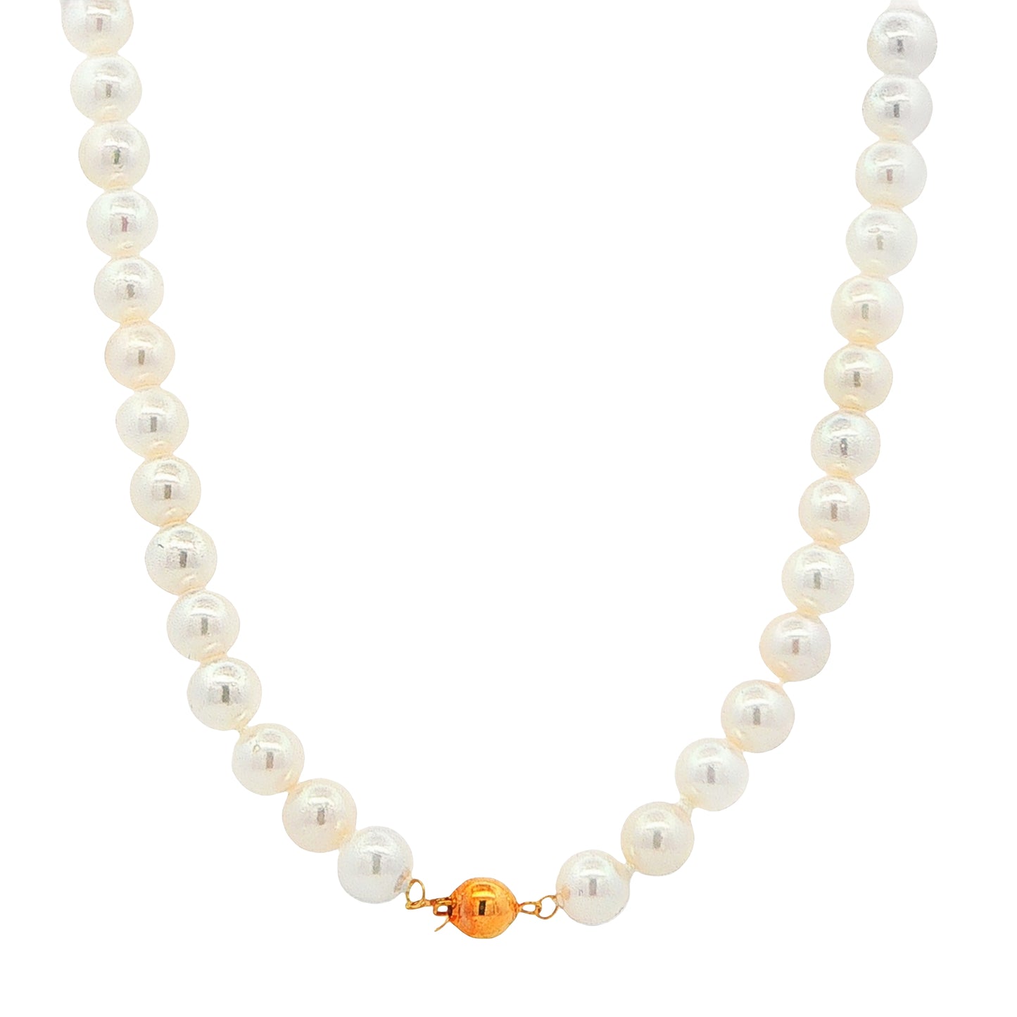 Yellow Gold Akoya String of Pearls : 7-7.5mm