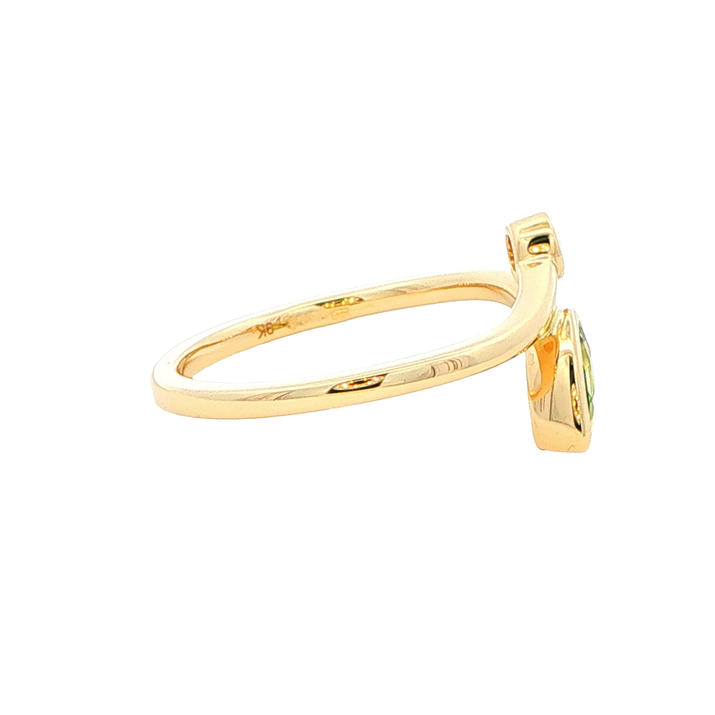 Yellow Gold Peridot and Diamond 2 Stone Ring