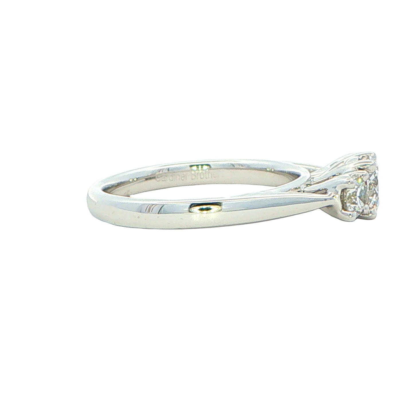 Platinum Round brilliant cut diamond 3 stone ring - 0.84cts Gardiner Brothers