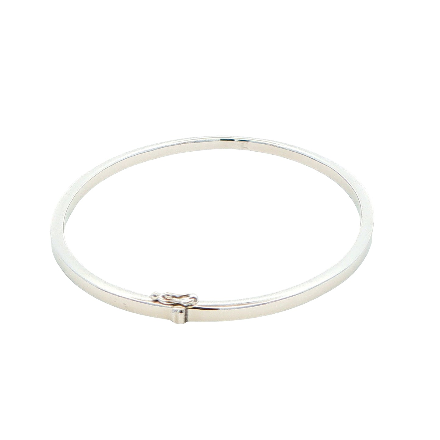 Silver 3mm Solid bangle in a flat profile with rounded edges